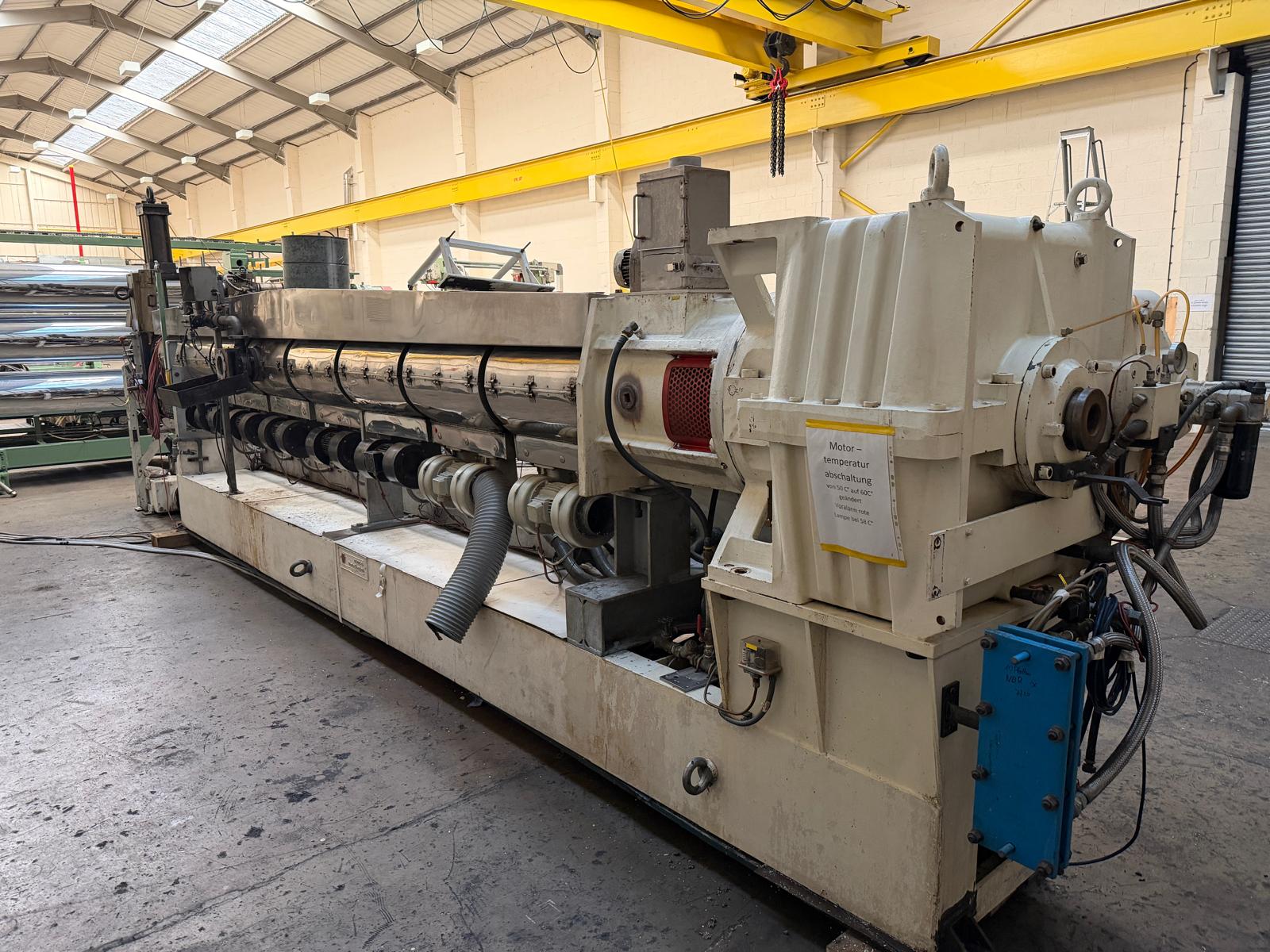 Used 175mm Erwepa Davis Standard Single Screw Extruder Vented. 350kw Dc Motor With Drive. Electrically Heated Barrel, Screen Changer, Gear Pump 1996