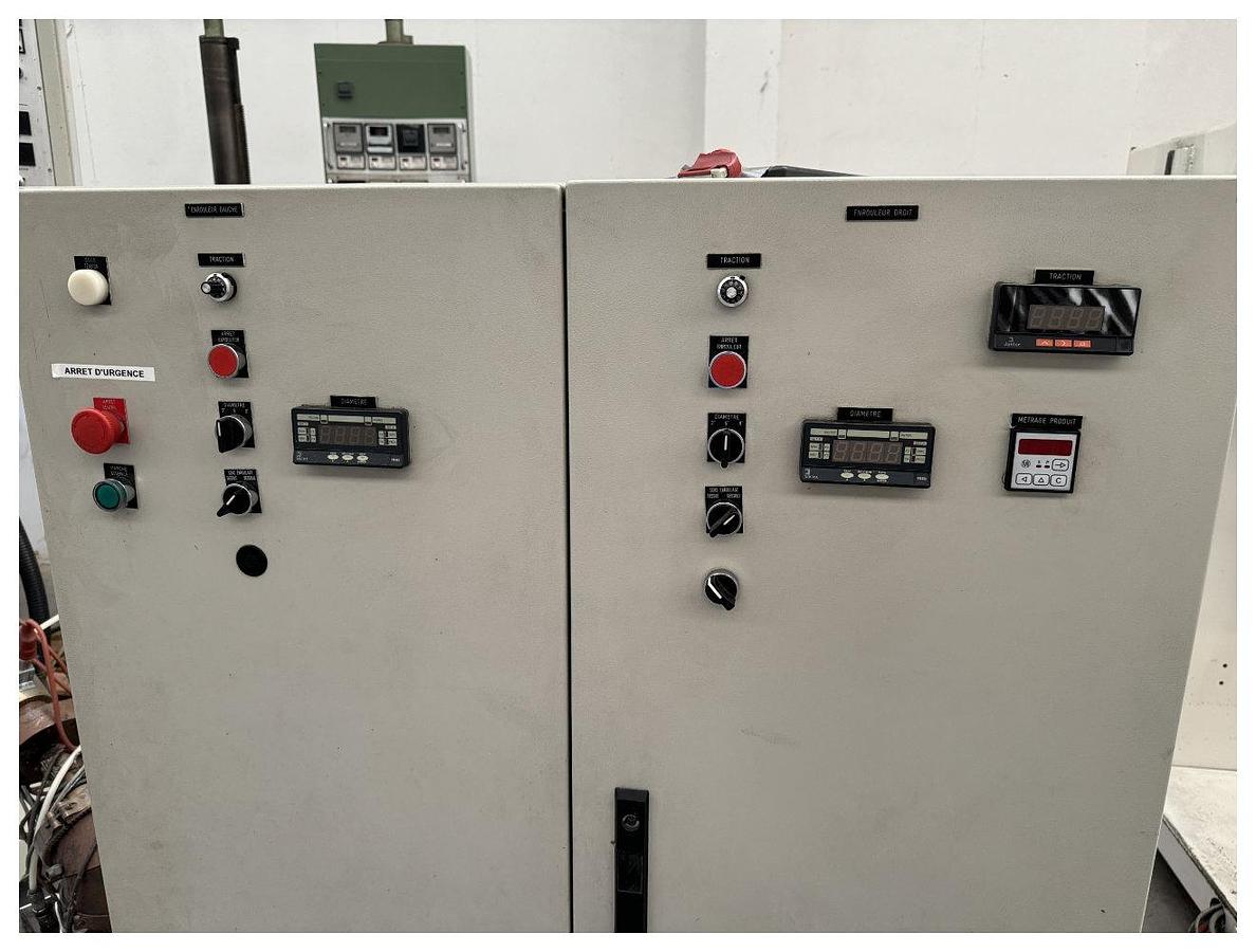 Used 800mm Wide Mondon Dual Station Winder. 500mm Max roll diameter 500mm. Model 1711 1998. PET/PP sheet