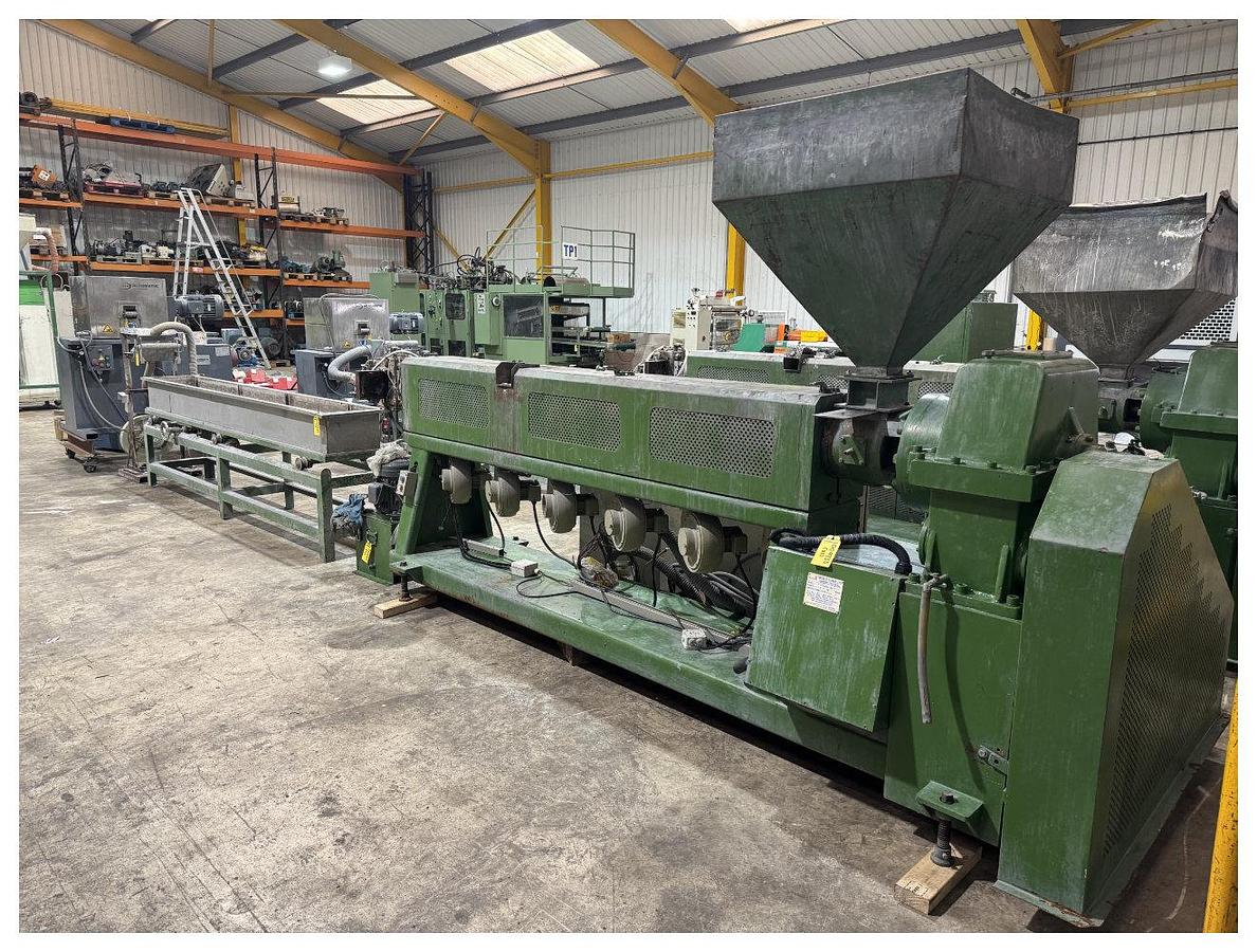 Used 85mm Pelletising Line. 85mm Kweenb Extruder 2007 . 360mm Wide Water Bath. Air Knife.Pelletiser. Gough Classifier.