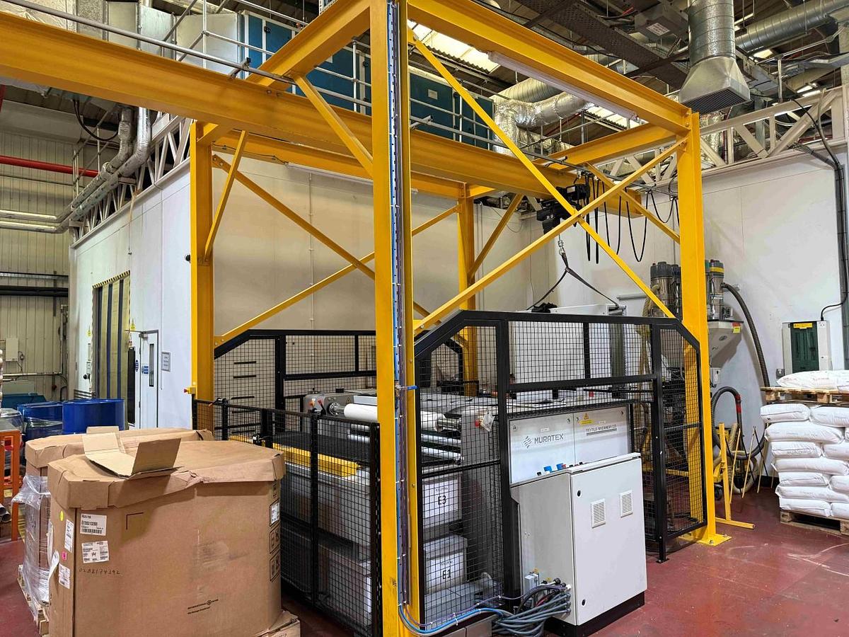 Used 1600mm wide 2 station laminator. 250mm diameter unwinds. Model EPM 1800. 2021. 8m/min max line speed. 500mm diameter rewind max.