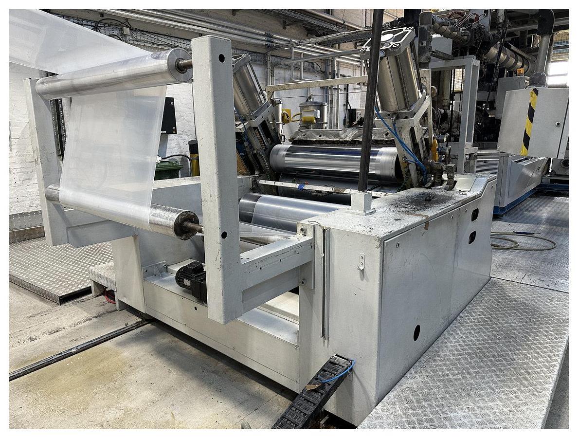 Used 1200mm Wide Diamat Coextrusion Sheet Line With 125mm and 70mm Extruders, 1200mm Calender, Edge Trim, Haul Off accumulator 4 Station Winder 2000