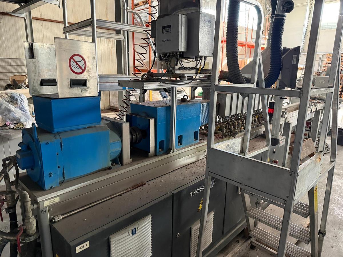 Used 30mm Theysohn TSK030 44D co rotating twin screw compounding extruder with strand pelletiser. 2015