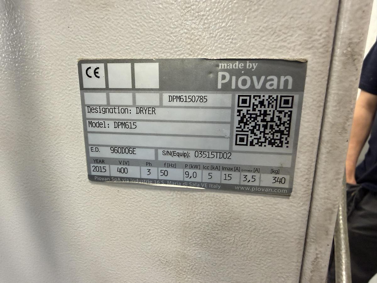 Used 500litre Piovan dryer model DPM615 2015