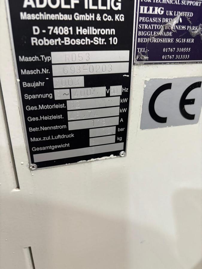 Used 500mm X 350mm Illig Model Rd53 Thermoformer 2003