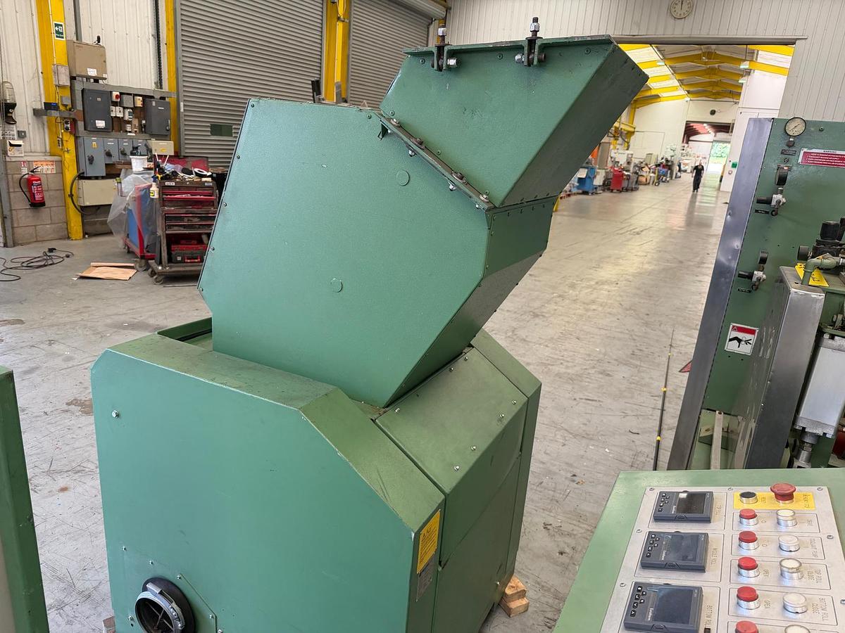Used 450mm x 350mm Rapid model 3545 KUP granulator soundproofed with 22kw motor.