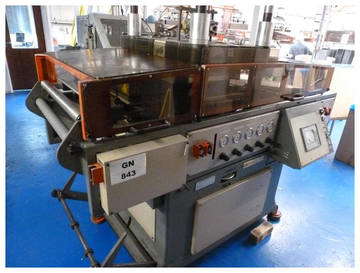 Used 432mm x 330mm GN model 1713 thermoforming machine. Max draw 100mm. Roll fed. Max sheet width 533mm. 600mm max roll diameter. 30 cycles max 1995