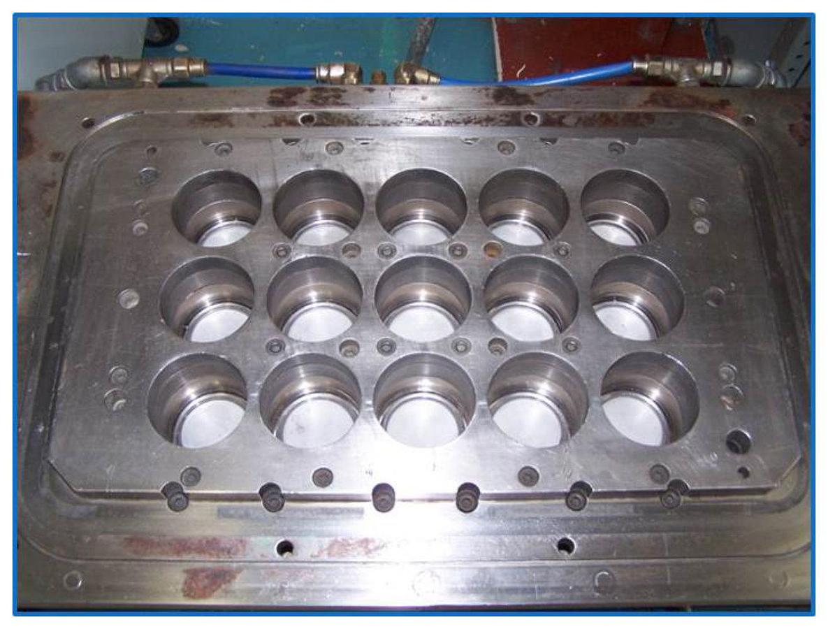 Used Illig RDM 58/3 71mm 15 impression tool with stacker parts