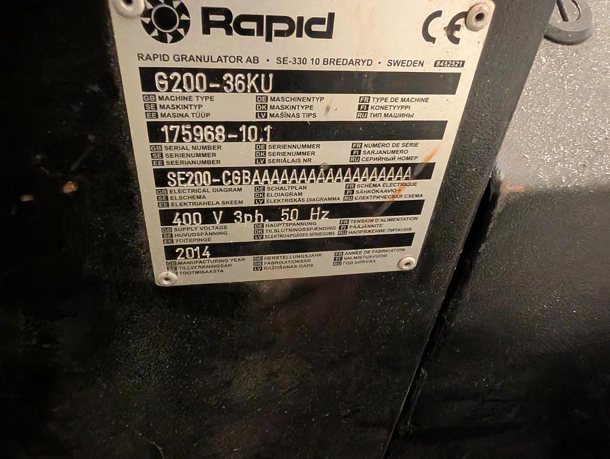 Used 360mm x 200mm Rapid model G200-36KU with 7.5kw motor. 2014