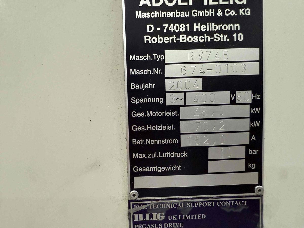 Used 700mm X 500mm Illig Model Rv74b Vacuum Former 2004