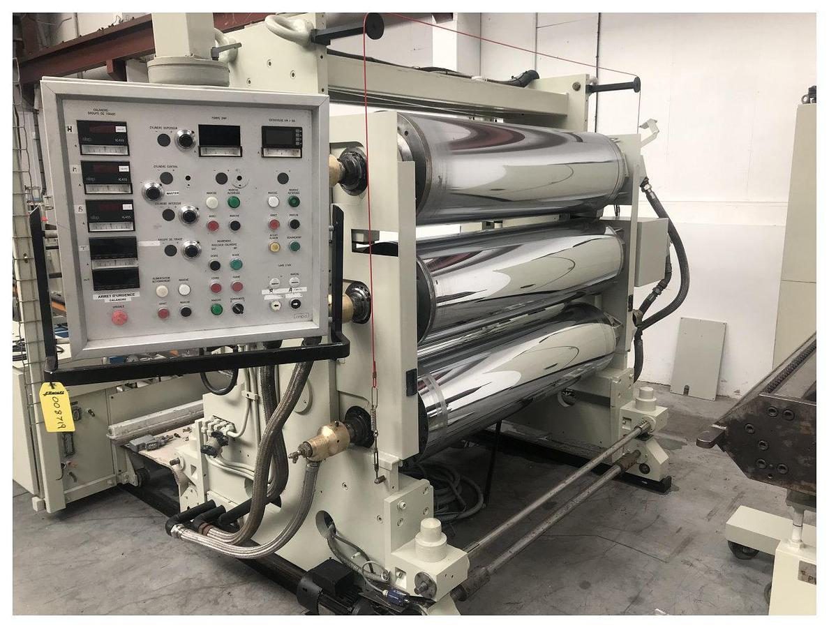 Used 1500mm Wide Omipa Union Single Screw Sheet Extrusion Line. 100mm Union single screw extruder, 1500mm die, 1500mm Omipa roll stack, pumps. Haul off