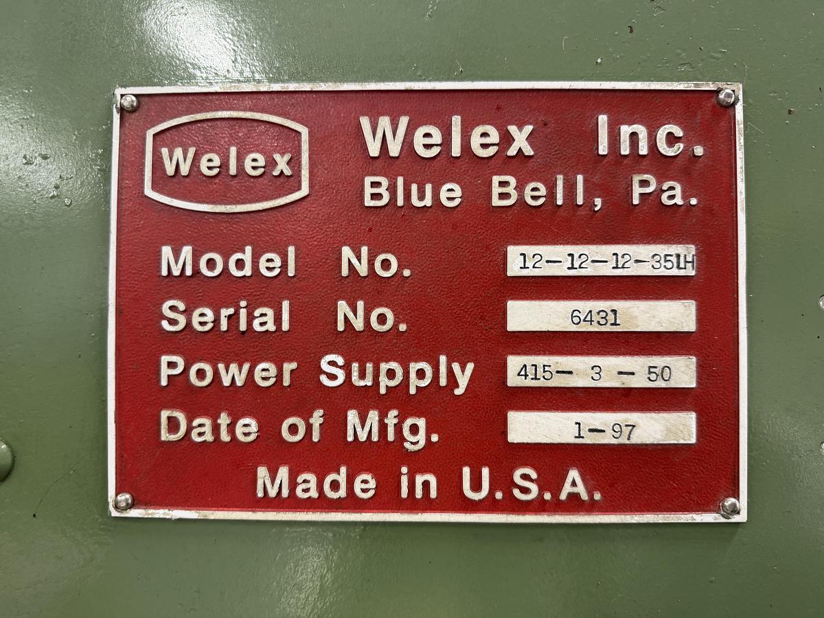 Used 890mm wide Welex 3 roll polishing stack with 300mm diameter rolls. 3 zone pump group. pneumatic nip, haul off. 1997