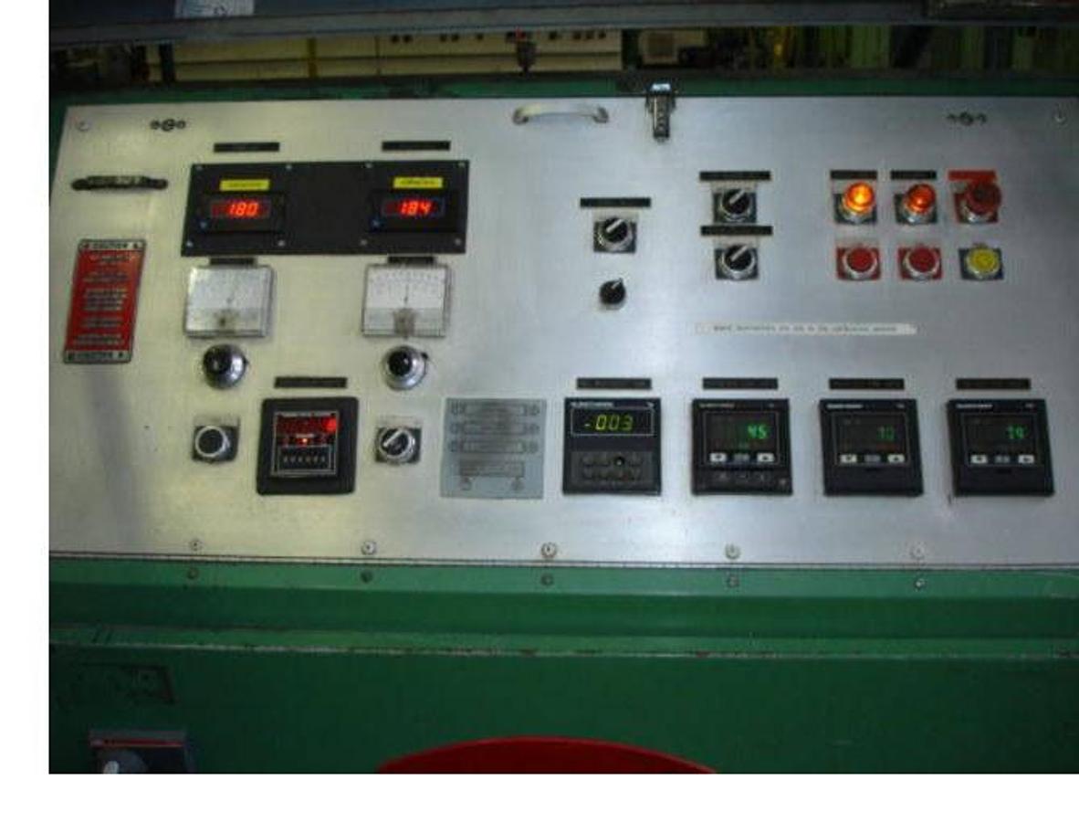 Used 1650mm Welex extrusion line, 90mm Welex extruder, Gear pump, 1500mm die, 1650mm 3 roll vertical stack, pump group, haul off, Guillotine or winder