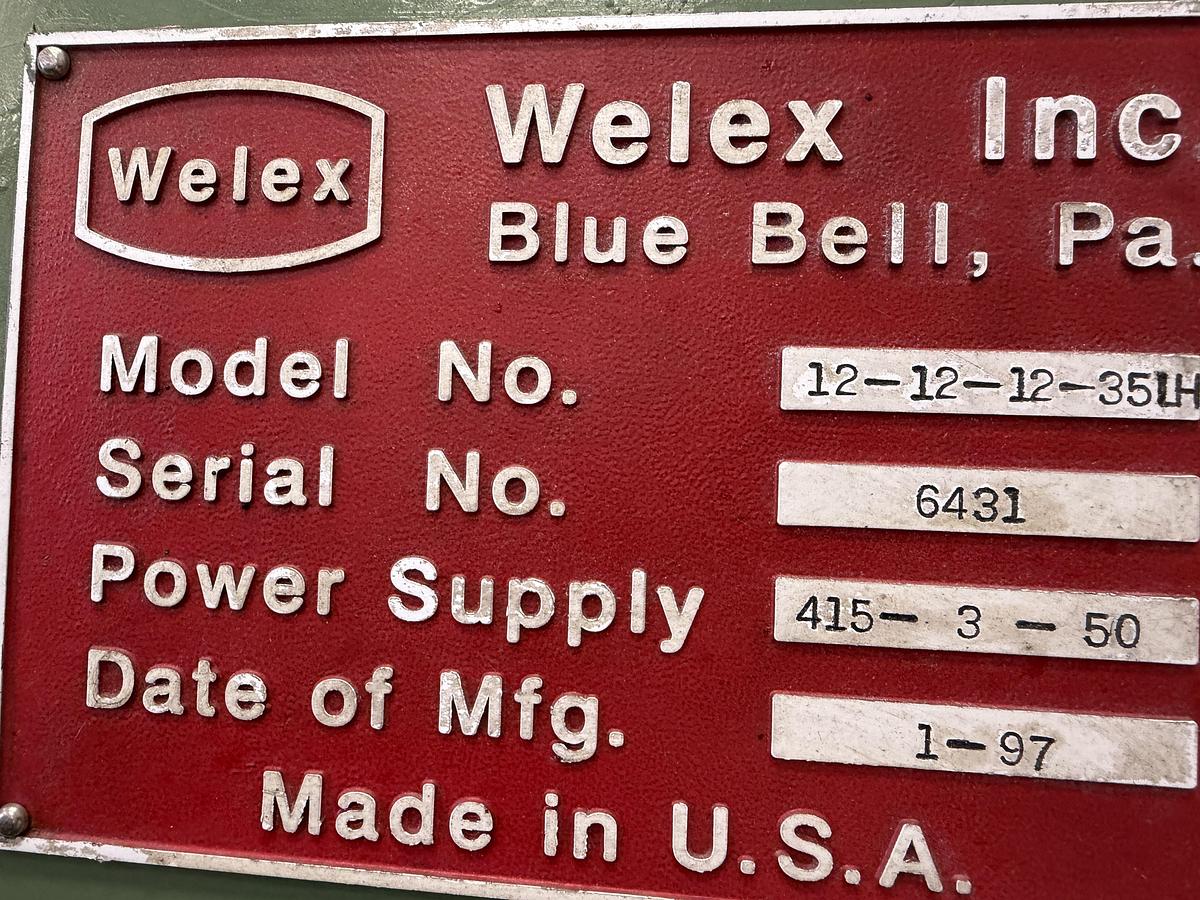 Used 900mm wide Amut Welex sheet extrusion line with 90mm Amut extruder 30D, 147kw dc motor. Gear pump, 860mm die, 900mm wide Welex 3 roll stack 300mm rolls, haul off, 800mm Mondon winder.