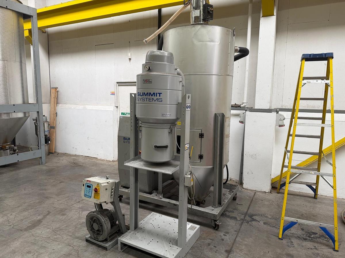 Used 600 litre Plastic Systems dehumidifying dryer with 180m3/hr rotor wheel drying system. 2015