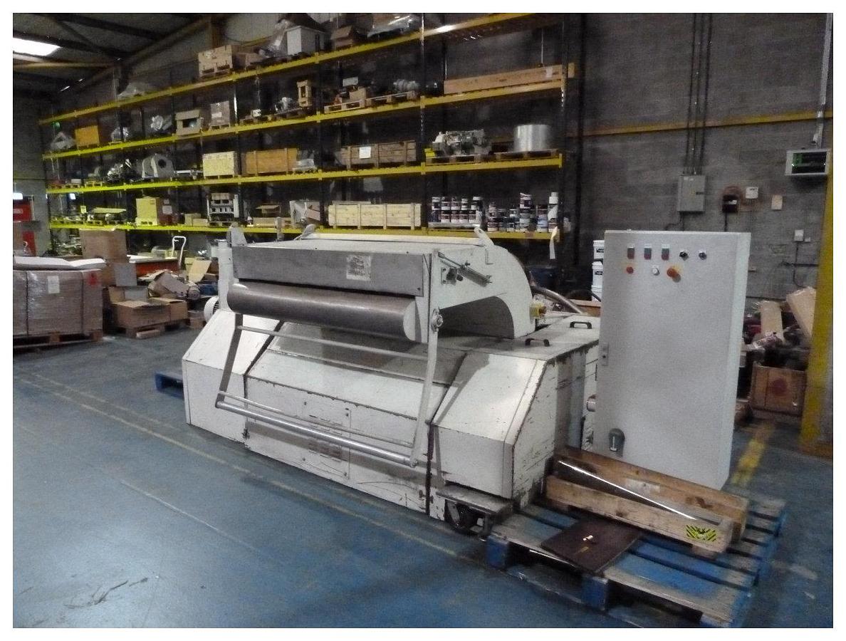 Used 1400mm (56") Wide AEC granulator. Circa 11 kw motor. Fan take off. Soundproofed. Skeletal waste granulator. Separate control panel.