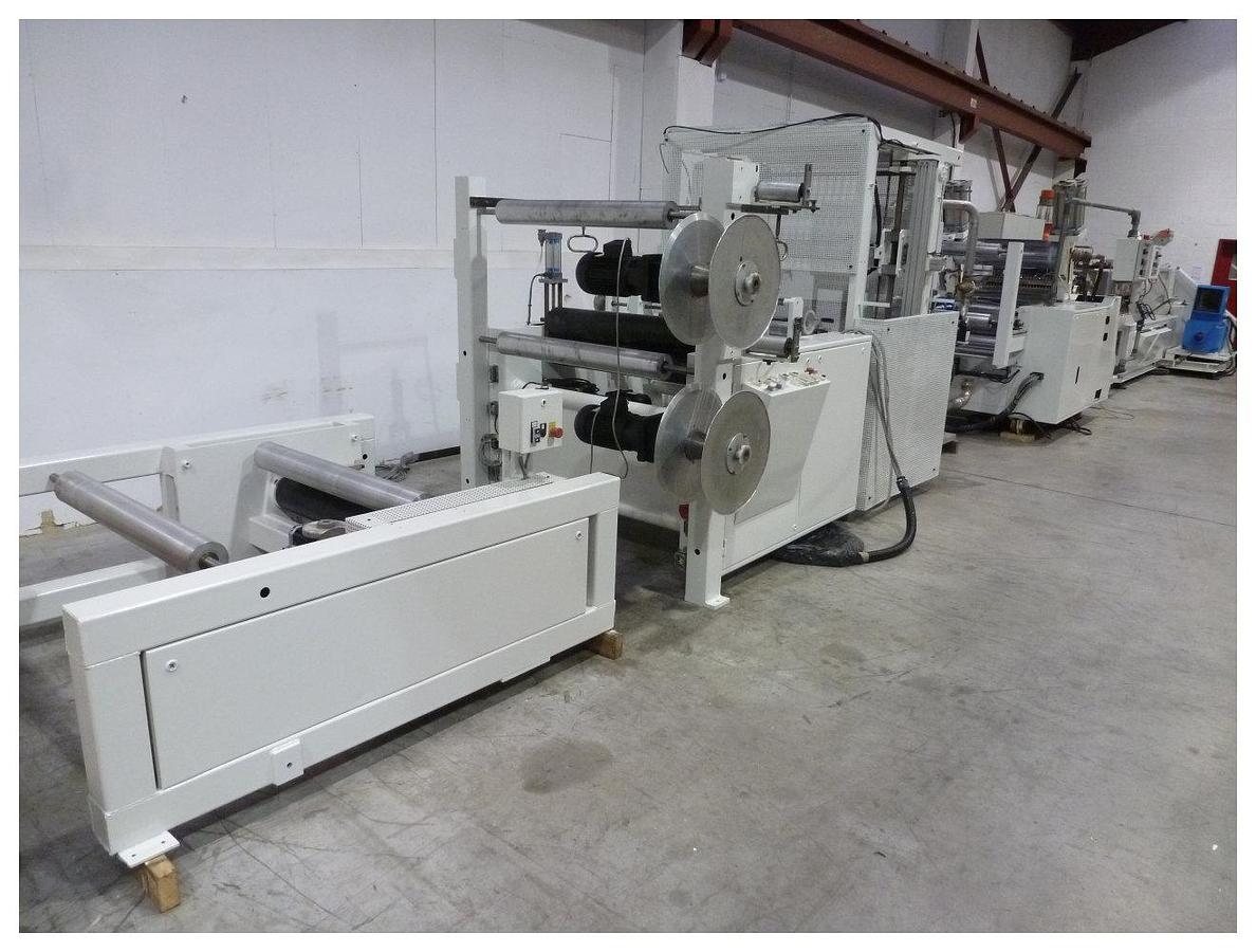 Used 1040mm  Diamat PET/PP sheet extrusion line. 120mm extruder, g/pump double pot screen /changer, 910mm die, 1040mm wide stack, haul off, winder