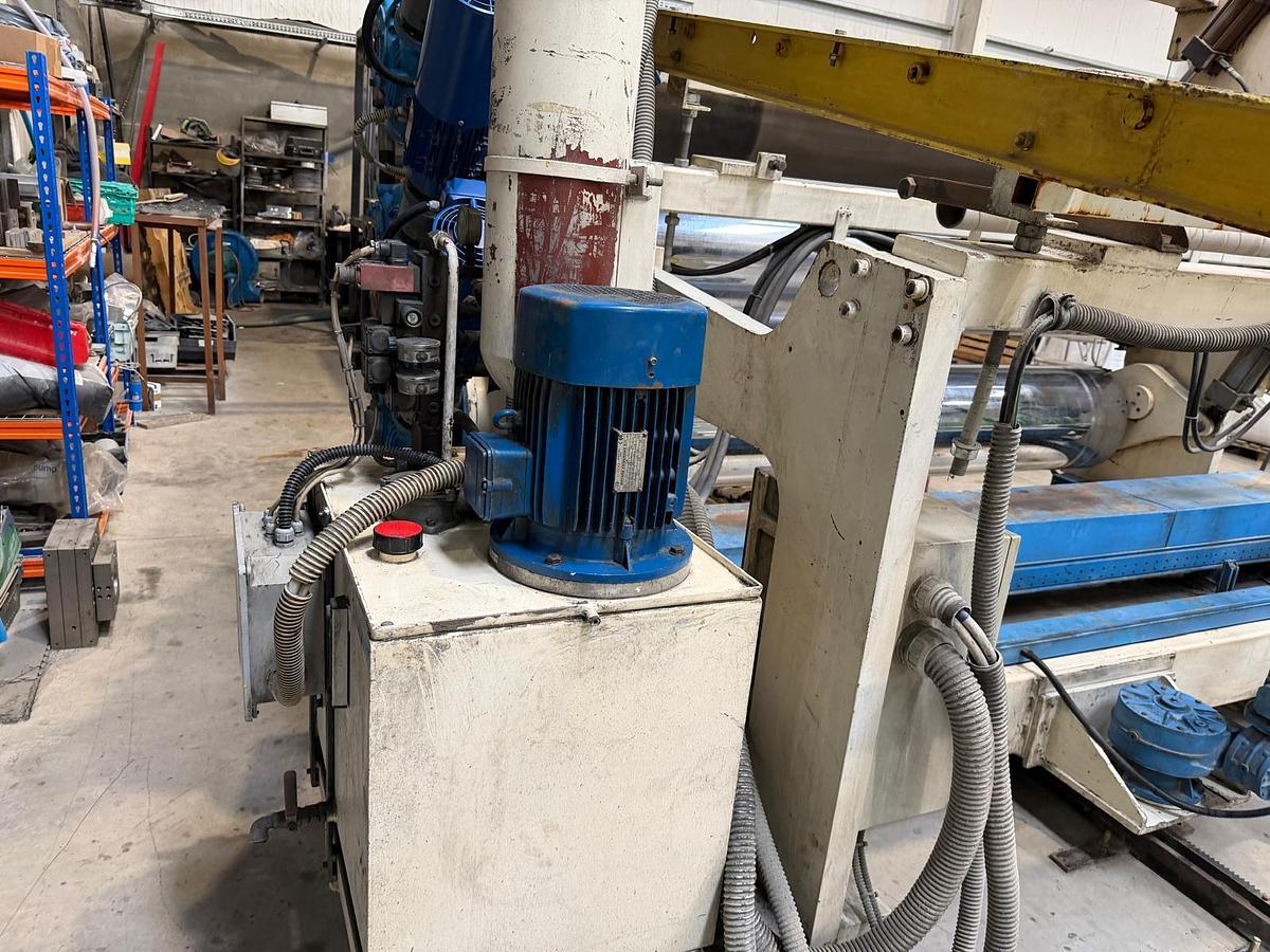 Used 2300mm wide Welex Italproducts sheet line. 120mm extruder, with gear pump and 2300mm die head. 2300mm calender, haul off cross cut saw.