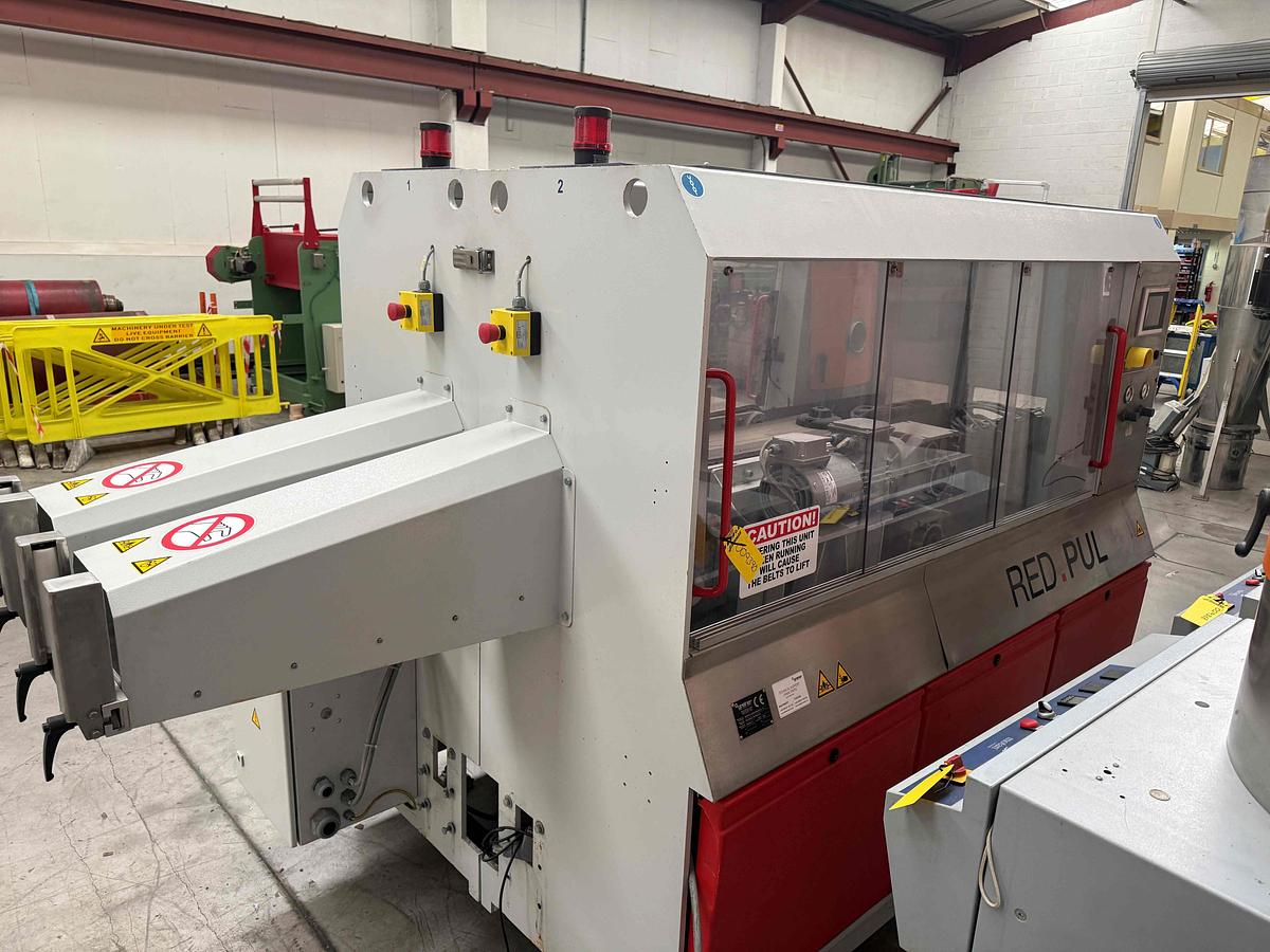 Used 200mm wide Greiner model RED.PUL 08/20-200B-DUAL-II Dual Pull Haul Off Unit. 2018