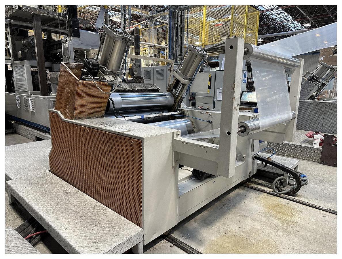 Used 1200mm Wide Diamat Coextrusion Sheet Line With 125mm and 70mm Extruders, 1200mm Calender, Edge Trim, Haul Off accumulator 4 Station Winder 2000