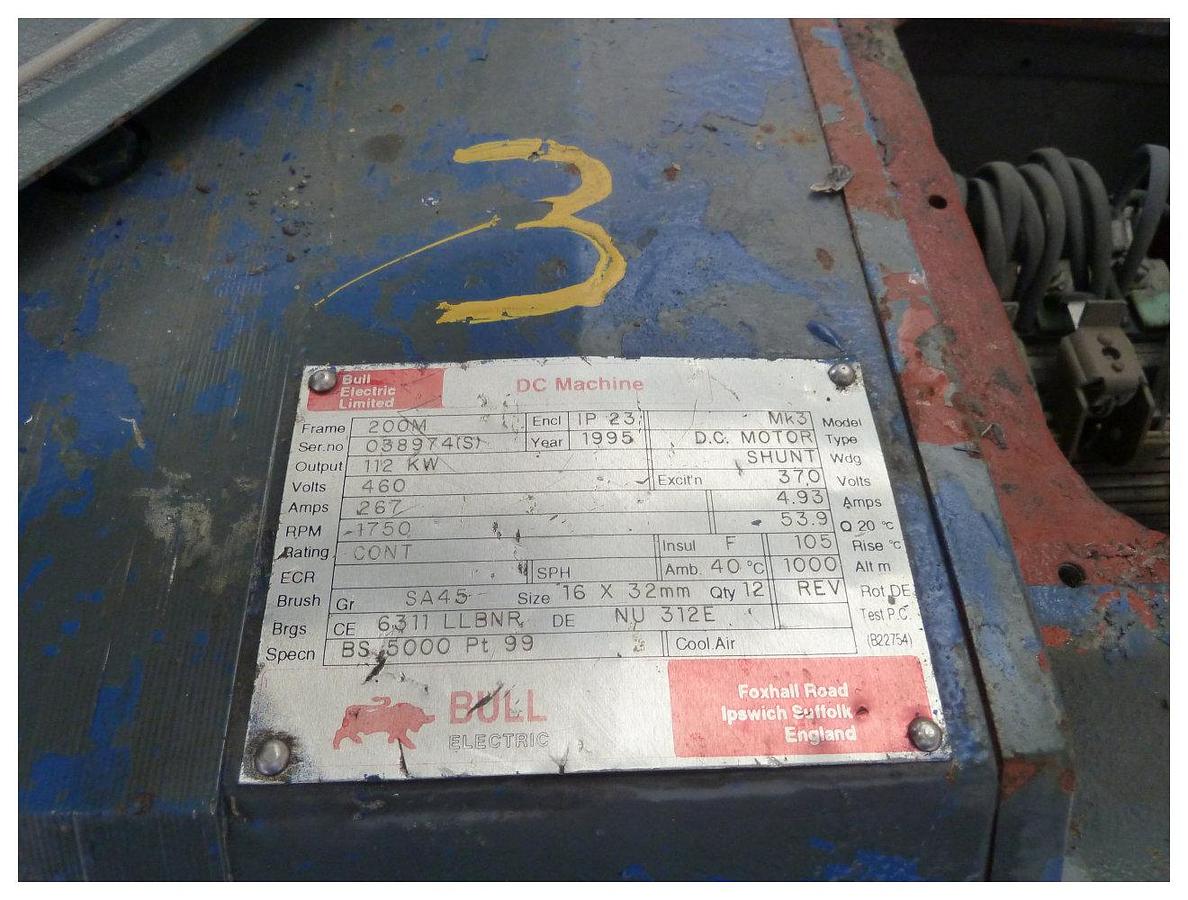 Used 112kw Bull DC motor 1750 rpm  267 amps