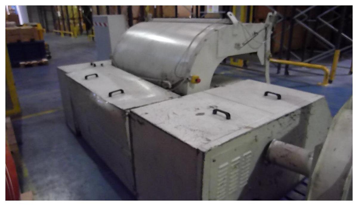 Used 1400mm (56") Wide AEC granulator. Circa 11 kw motor. Fan take off. Soundproofed. Skeletal waste granulator. Separate control panel.