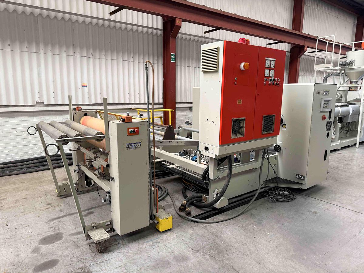 Used 1600mm Wide Battenfeld Gloenco  Sheet Line  120mm Extruder, , 1400mm Die, Roll Stack, Haul Off