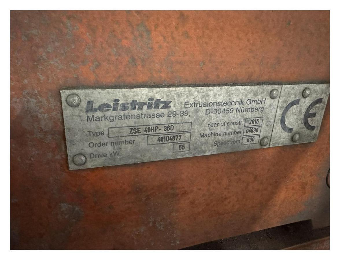 Used 40mm Leistritz  co rotating twin screw extruder model  ZSE 40HP 36D. 