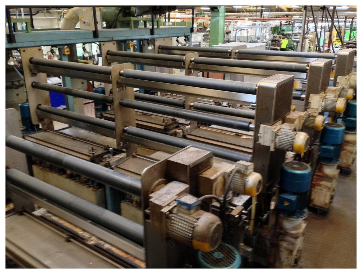 Used 600mm wide Plasticisers PP staple fibre line with 150mm and 60mm extruders. Complete with godets, ovens, crimper for 6-20 denier fibres. Up to 650kg/hr 1997