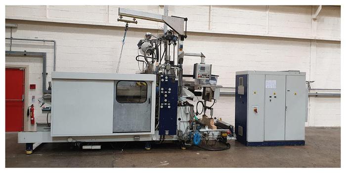Used 600mm wide Gabler model D600 lid forming machine 1998 Max 35mm positive forming, 15mm max negative forming. 600 x 320mm foming area. 1998