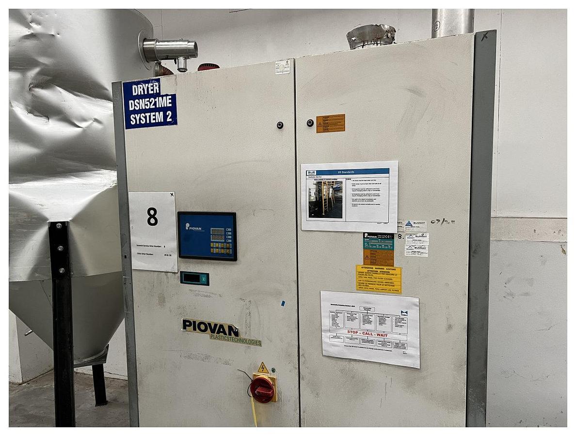 Used 600 Litre Piovan Dryer Model DSN521 MB 25kw Year 2000