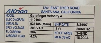 Used 2007 Akrion Goldfinger Velocity 4