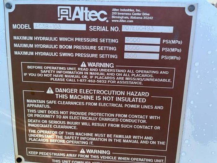 Used Altec AC38-103 38 Ton Crane Boom on 2008 International 7500 6x4 Flatbed Truck – C70823