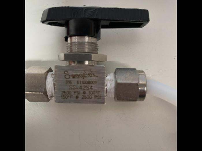 Used Stainless Steel Filter Housing 5" L x 3" Sanitary Fitting w/ Swagelok Valves