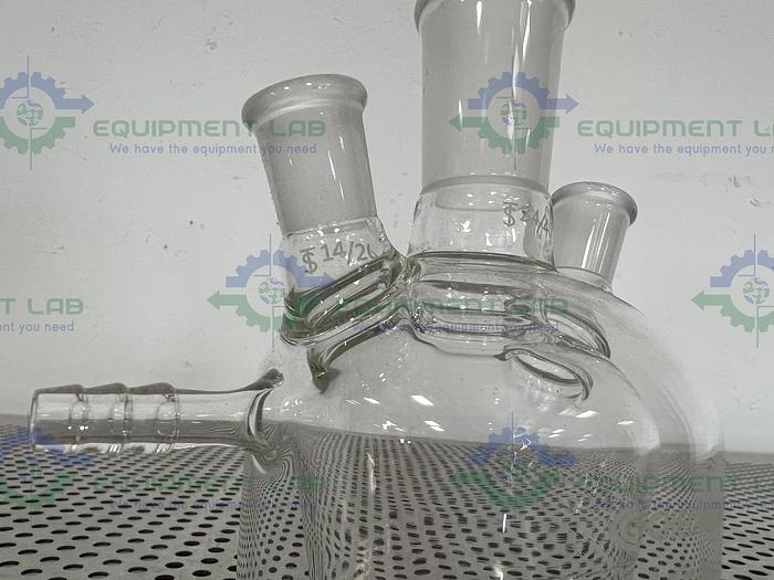 Used Chemglass 125 mL European Style 3-Neck Taper Jacketed Flask 24/40, 14/20