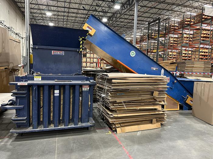 Used MaxPak HCE 60 FE - 8 Full Eject Closed Door Baler with 48" Infeed Conveyor