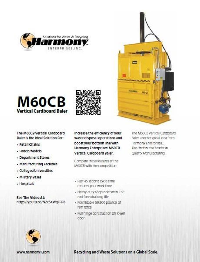 Refurbished Harmony M60CB Vertical Baler