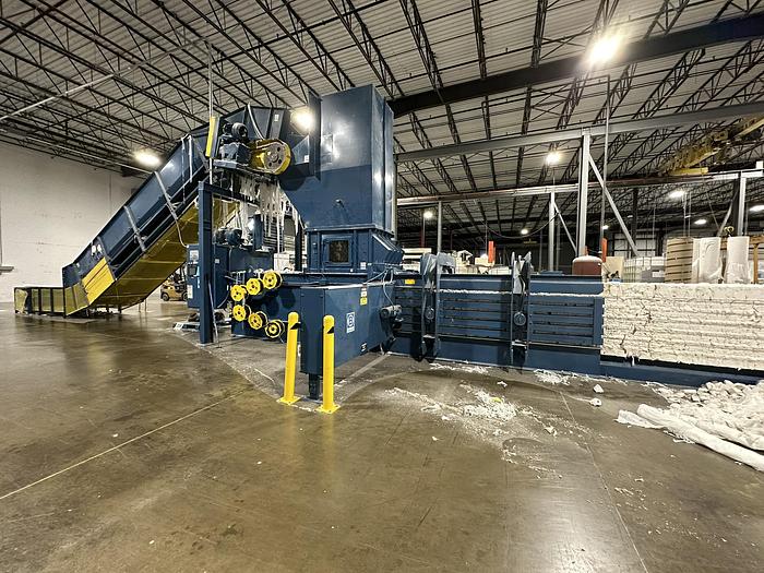 Used Balemaster EO-2773 Auto-Tie Baler & 48" Karl Schmidt above ground Infeed Conveyor **MUST MOVE ASAP**