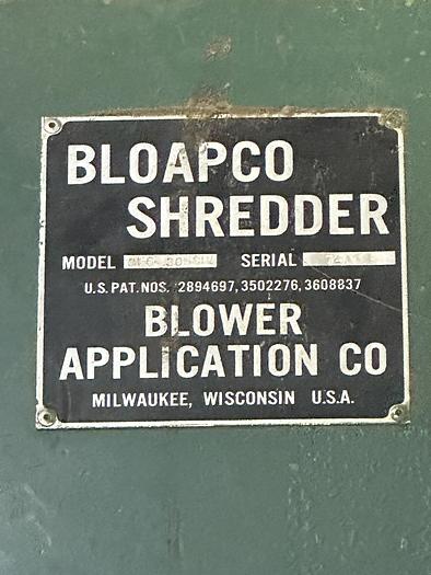Used BloApCo 3F6-3058_BA Infeed Shredder with Box Crusher