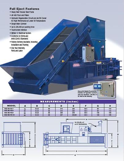 Used MaxPak HCE 60 FE - 8 Full Eject Closed Door Baler with 48" Infeed Conveyor