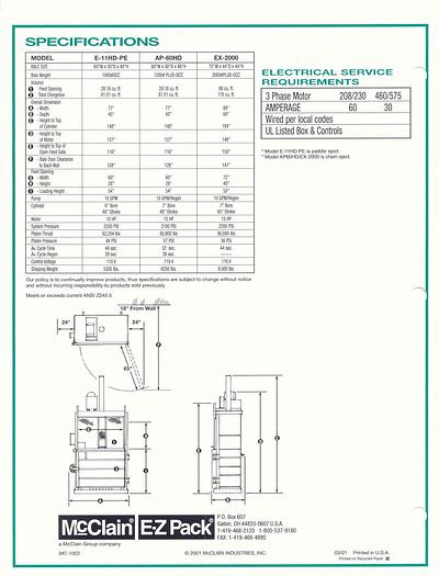 Refurbished McClain EPCO E-11HD Vertical Baler