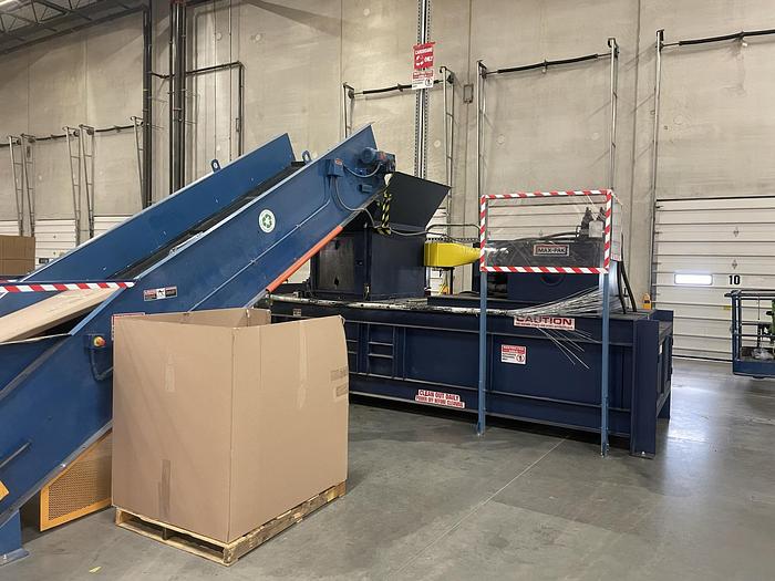 Used MaxPak HCE 60 FE - 8 Full Eject Closed Door Baler with 48" Infeed Conveyor