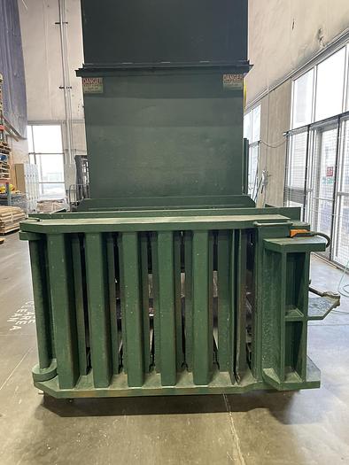 Used IBC Titan 6-EC Closed Door Baler, IBC 48" Infeed Conveyor, & Pioneer 2K Box Dumper