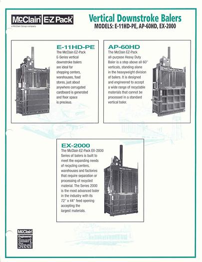 Refurbished McClain EPCO E-11HD Vertical Baler