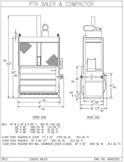 Refurbished PTR 2300HD Vertical Baler