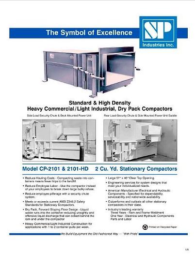 Used SP Industries CP 2101 Two Yard Stationary Compactor