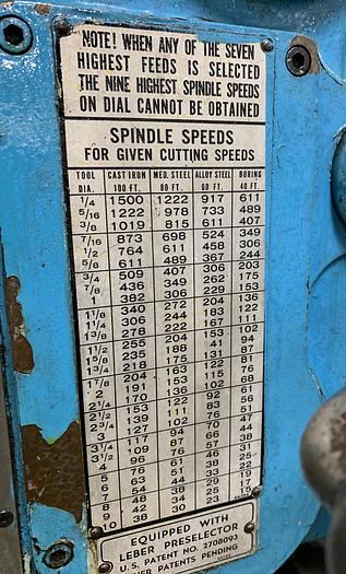 Used CARLTON 4' X 13" COLUMN RADIAL DRILL WITH 3A PRE-SELECT HEAD