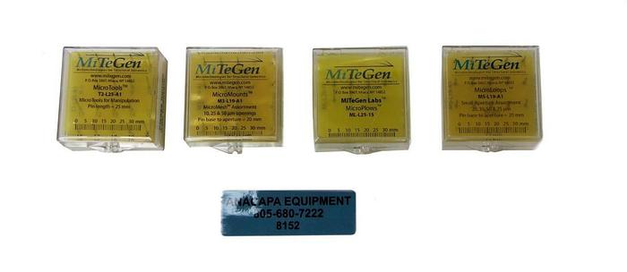 Used MiTeGen M5-L19-A1, M3-L19-A1, ML-L25-15 Microloops, MicroMounts Lot of 4 (8152)W