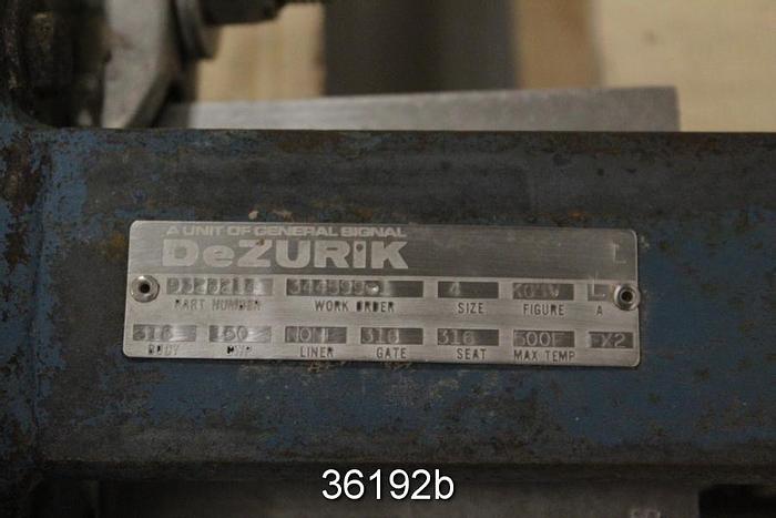 Used Dezurik 4" Hand Operated Knife Gate Valve, V-Port, 9328214 #36192