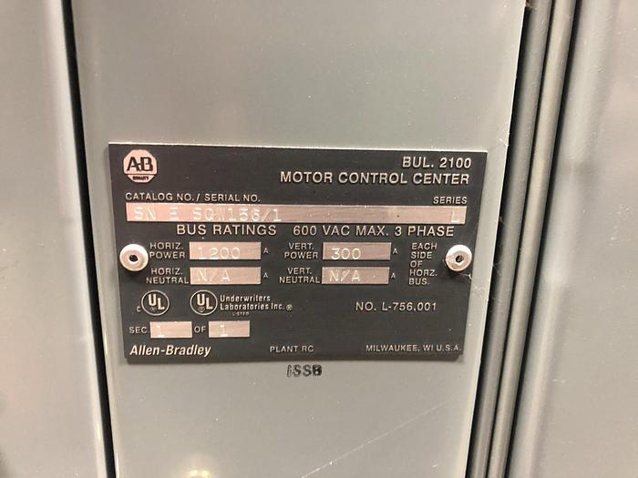 Used ALLEN BRADLEY CENTERLINE MCC SECTION WITH POWERFLEX DRIVES