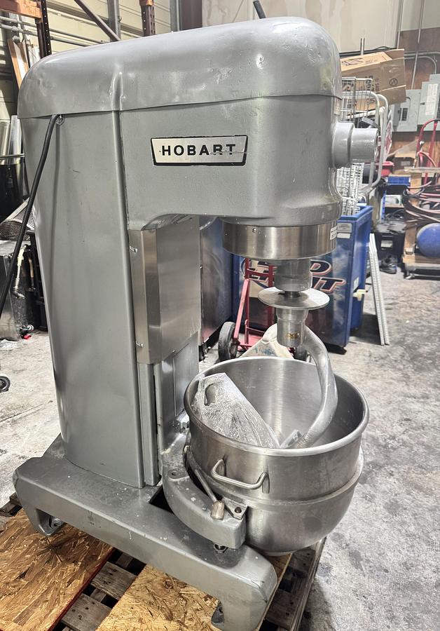 Used Hobart H600 60Qt Floor Mixer, 2 Attachments,4 Speed 240V w/ Optional 440V, 3 Ph